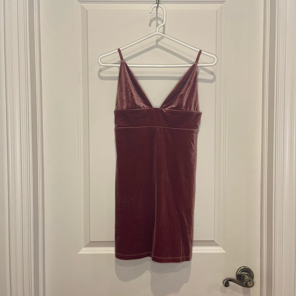 pink velvet mini dress